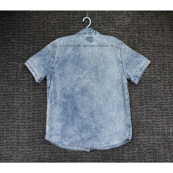 Levis Shirt Mens XL (Large Fit) Blue Acid Wash Denim Short Sleeve Casual Western - Picture 8 of 8